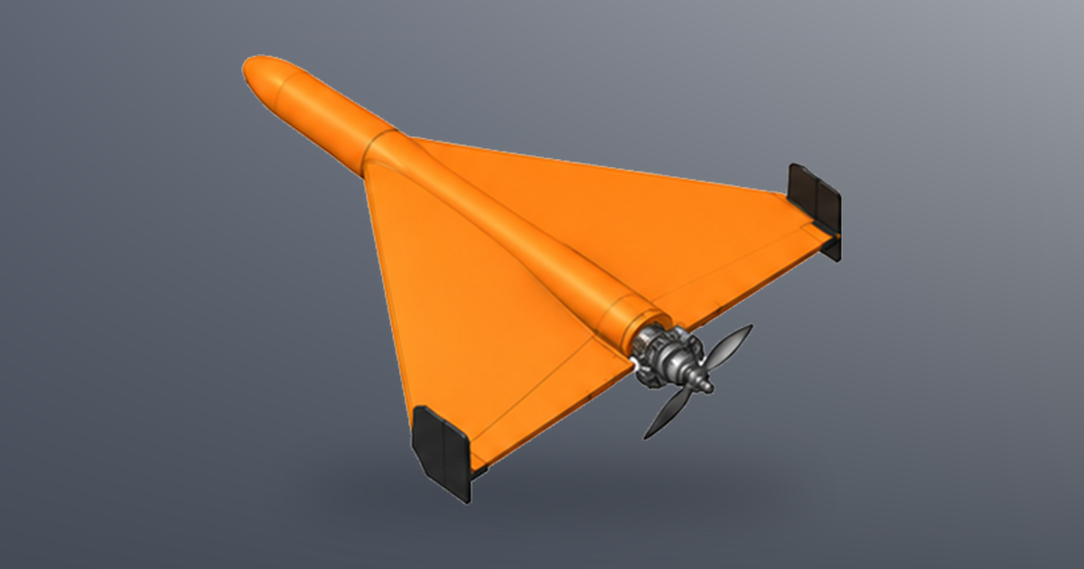 KAT-LS1 low-speed aerial target — isometric CAD view